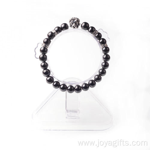 Hematite 8MM Bead Lion-Head Gemstone Bracelet